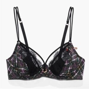NWT Savage x Fenty “A Little Tart” Plaid Sheer With Lace Bra